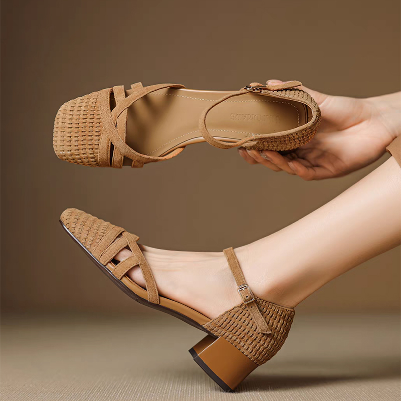 Women'S Shoes Veja - Sandal Hak Tinggi Tenun Retro Wanita
