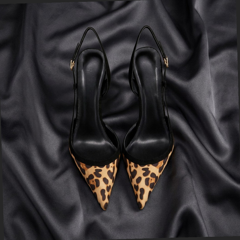 Leopard Print Heels - Yuejinlong # YJ26-802, Sandal Tali Pergelangan