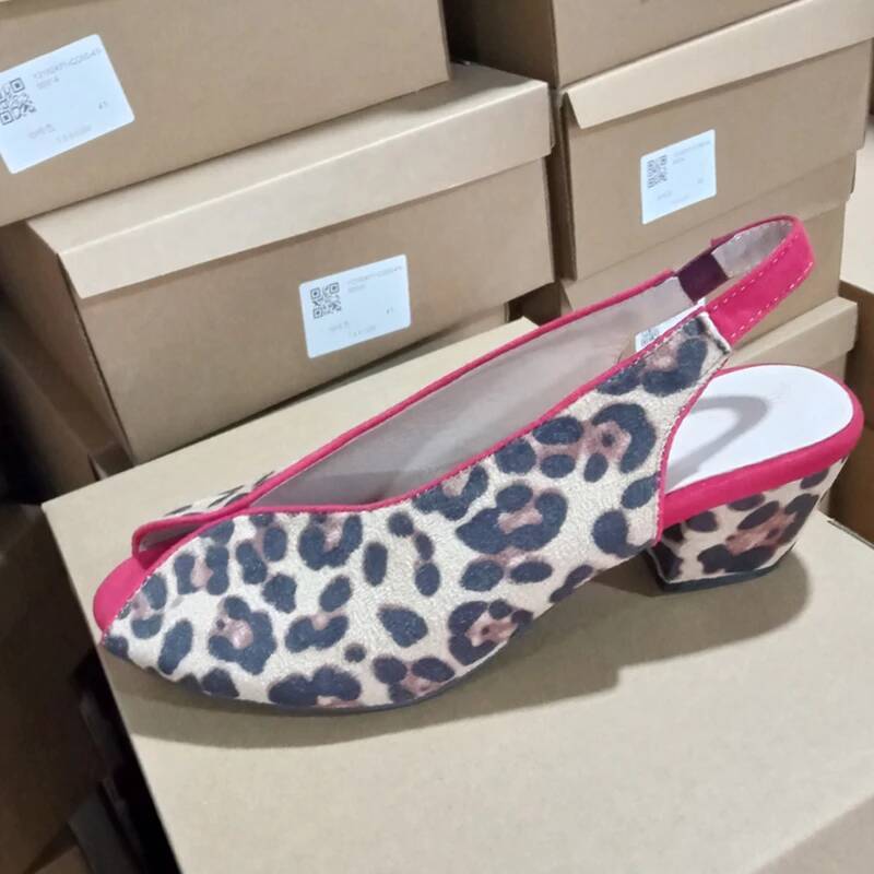 Sandal Wanita Motif Leopard Pe - Leopard Print Heels ulasan dan harga
